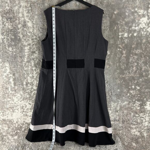 Calvin Klein Plus Sz 18 Stretch Striped Casual Fit Flared Sleeveless Midi Dress - Picture 3 of 10